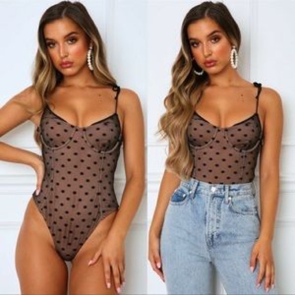 White fox polka dot bodysuit - Picture 1 of 1